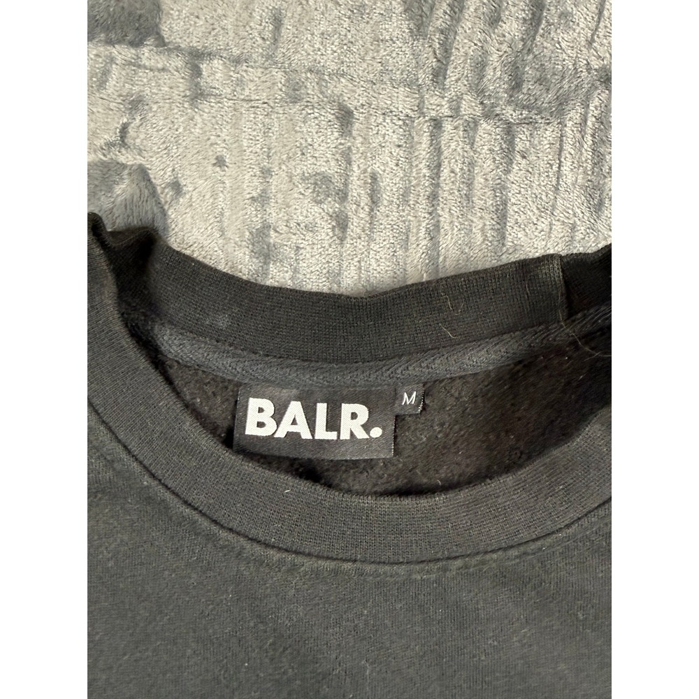 BALR Sweatshirt Mens M Black Logo Fleece Stepped Hem Streetwear Pullover - Picture 3 of 6
